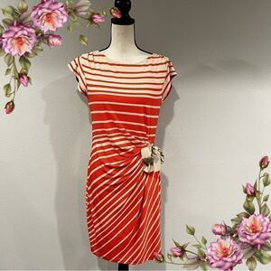 Short sleeve striped midi dress‎